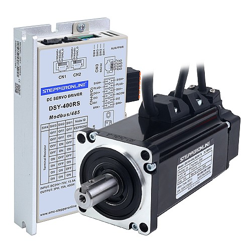 Servomoteur DC RS485 série DSY 400W 24-70VDC 1,27Nm avec frein 3000rpm Codeur incrémental 17 bits IP65 - DSY-RS400L2B2-M17S | StepperOnline