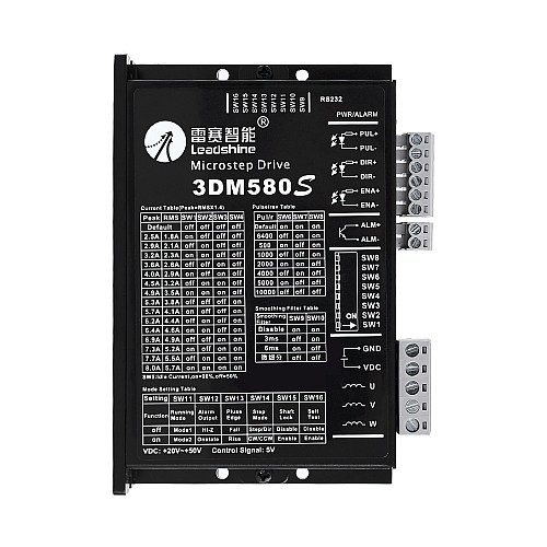 Leadshine 3-Phase Digital Stepper Driver 0.5-8.0A 20-50VDC for Nema 17, 23, 24, 34 Stepper Motor - 3DM580S | StepperOnline