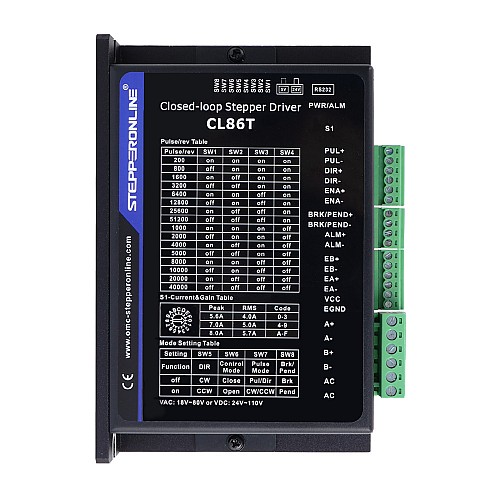 Pilote pas à pas en boucle fermée V4.1 0-8.2A 18-80VAC/24-110VDC pour moteur pas à pas Nema 34