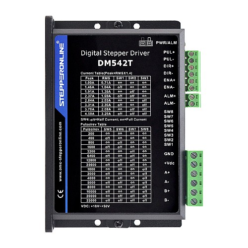 Digital Stepper Driver 1.0-4.5A 18-50VDC for Nema 17, 23, 24 Stepper Motor - DM542T | StepperOnline