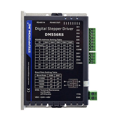 Pilote pas à pas Modbus RS485 1.0-5.6A 24-48VDC pour moteur pas à pas Nema 17, 23, 24