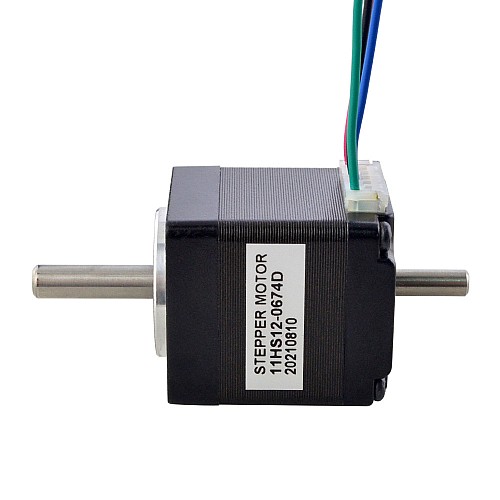 Doppio Albero Nema 11 Bipolare 1.8deg 7Ncm(9.91oz.in) 0.67A 28x28x31.5mm 4 fili