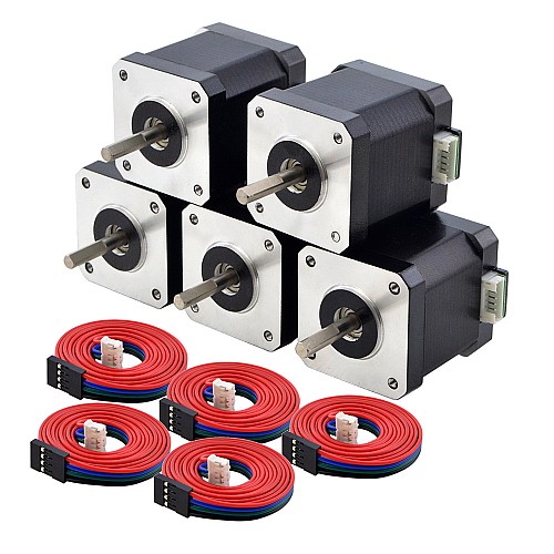 5Stück E Serie Nema 17 Bipolar 55Ncm(77,88 oz. in) 2A 42x48mm 4 Drähte 1 m Kabel und Stecker